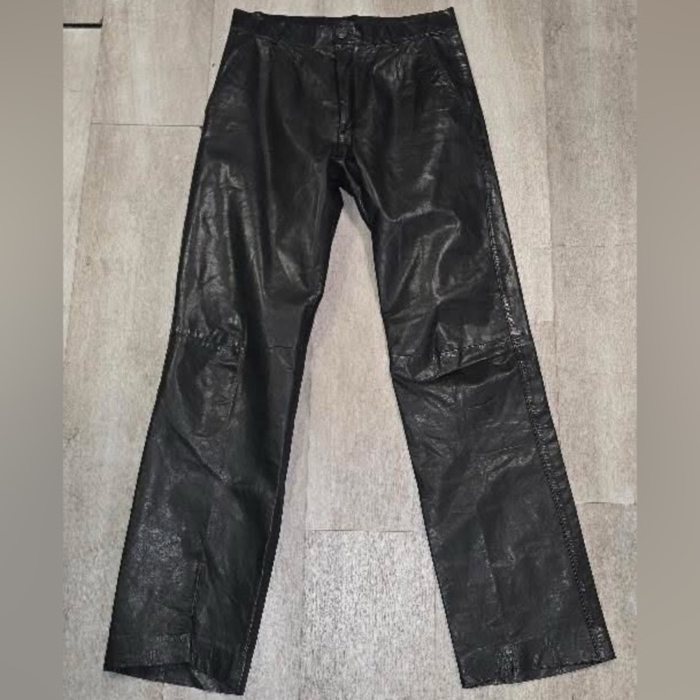 Black J. Parlo Genuine Leather Pants size 29